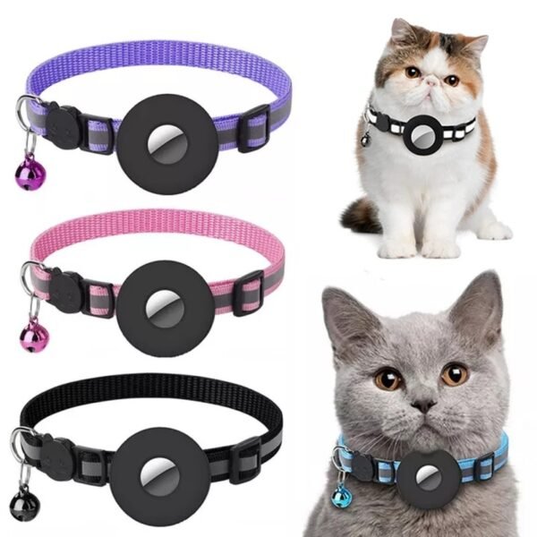 The Reflective Collar Waterproof Holder Case For Airtag Air Tag Airtags Protective Cover Cat Dog Kitten Puppy Nylon Collar