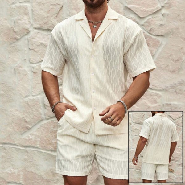 Cloth for all Men Tracksuits Summer Fashion Solid Loose Casual Two Pieces Lapel Button Shirt Shorts Beach Holiday All-match Outfits Male