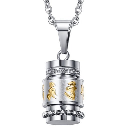 Trend Titanium Steel Prayer Wheel Six-word Mantra Pendant