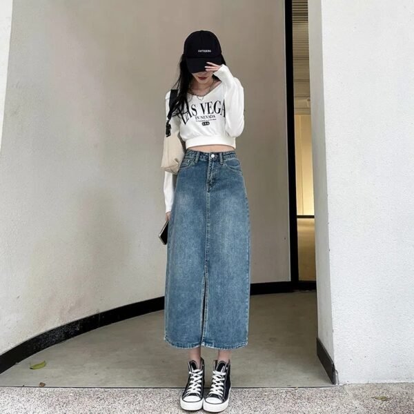 Medium Length Leg Covering Thin Split Long Skirt